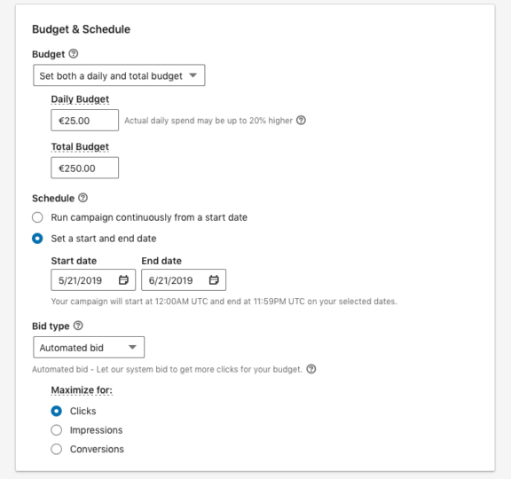 Budget en planning Linkedin Budget en planning Linkedin
